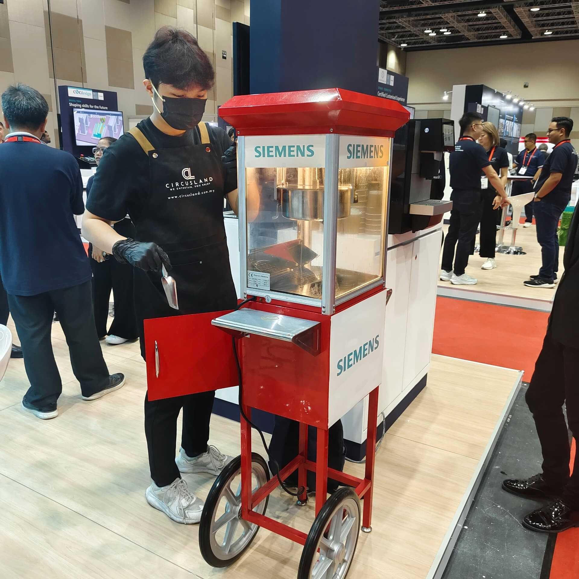 Popcorn rental service at Siemens exhibition event in Kuala Lumpur Malaysia